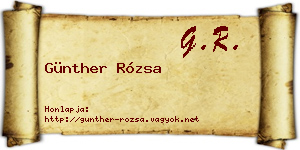 Günther Rózsa névjegykártya